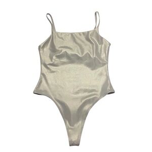 Bodysuit By Gap Women Metallic Silver Size Small